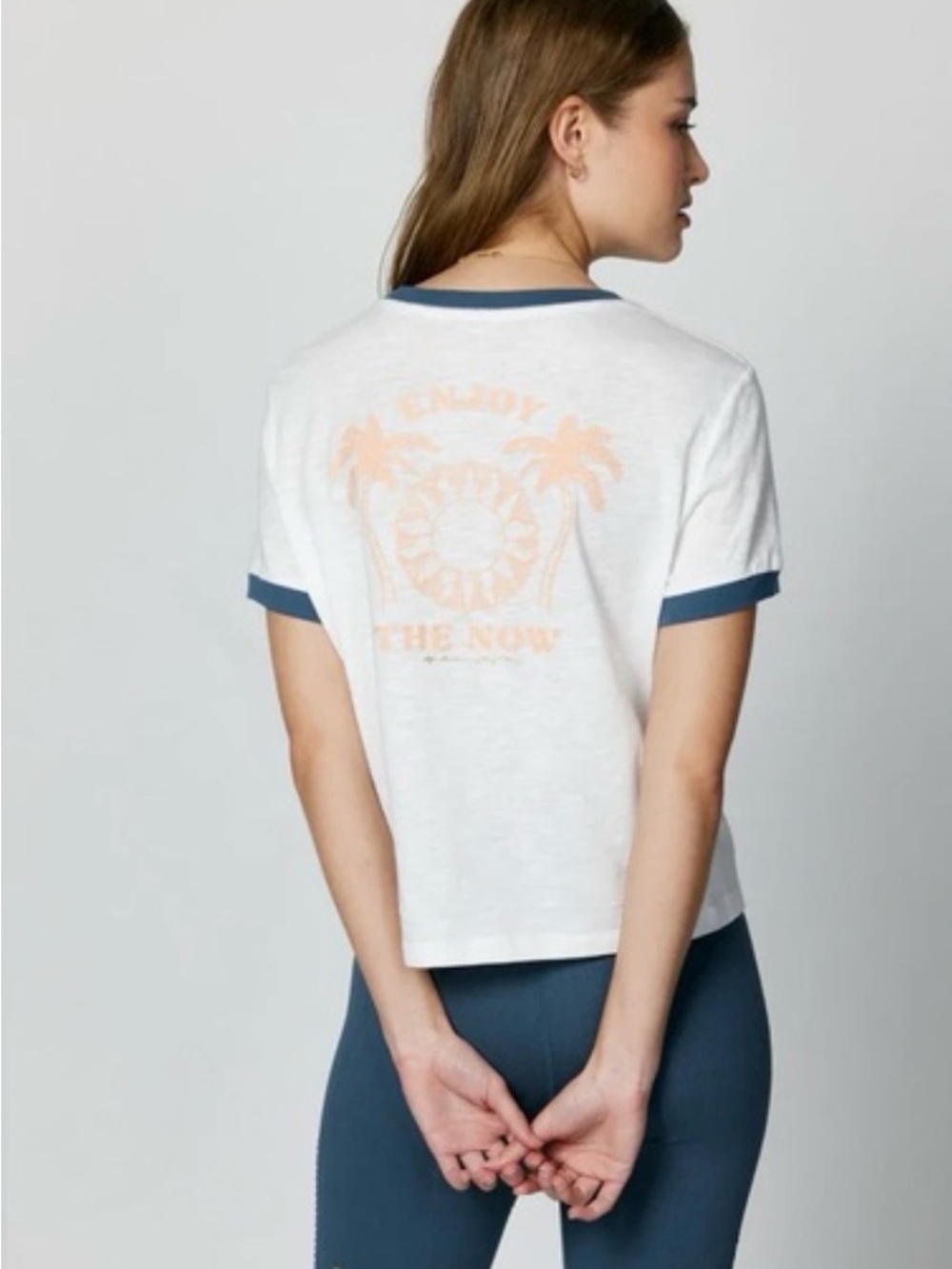 Spiritual Gangster Enjoy The Now Ringer White Tee